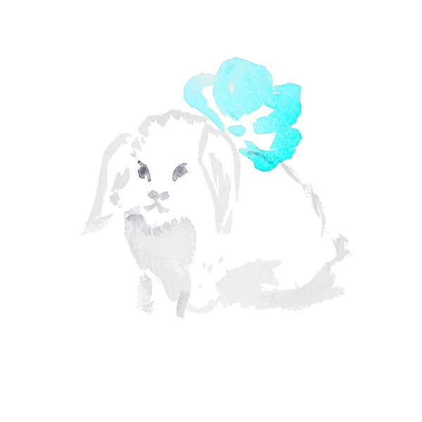 Aquarelle lapin blanc — Photo