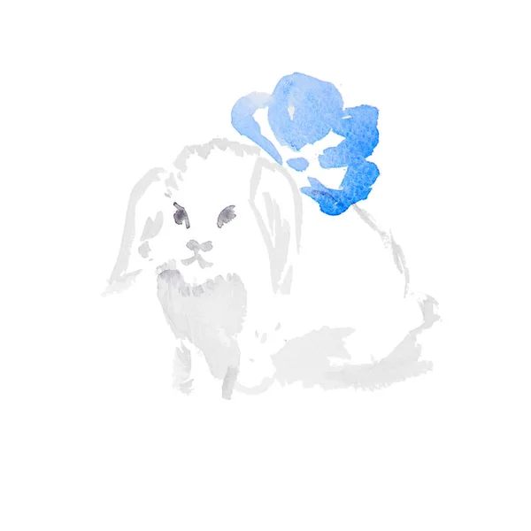 Aquarela coelho branco — Fotografia de Stock