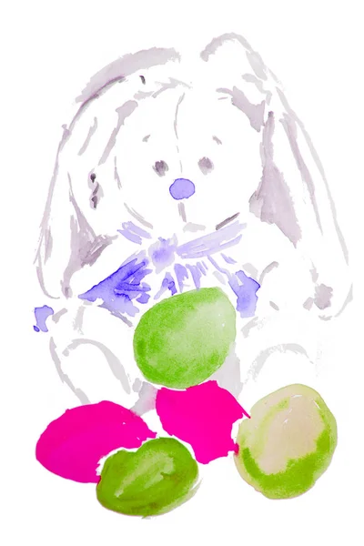 수채화 부활절 토끼 — 스톡 사진