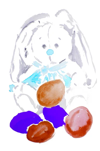 Aquarelle Lapin de Pâques — Photo