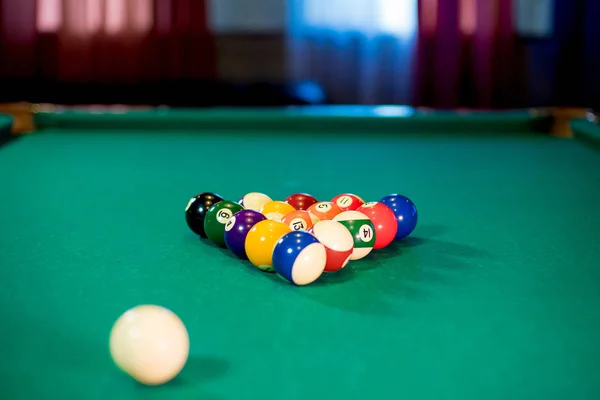 Pool table with props — Stock Photo, Image