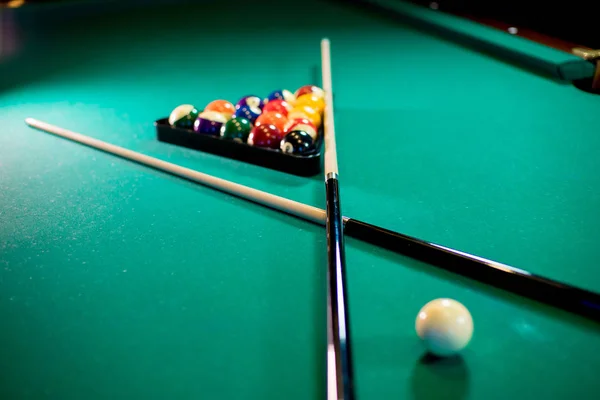 Pool table with props — Stock Photo, Image