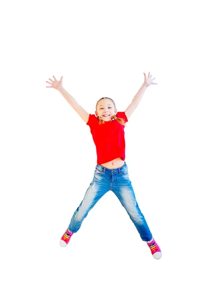 Happy girl jumping — Stock Photo, Image