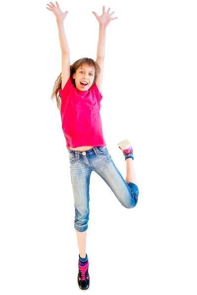 Šťastná dívka skákání — Stock fotografie