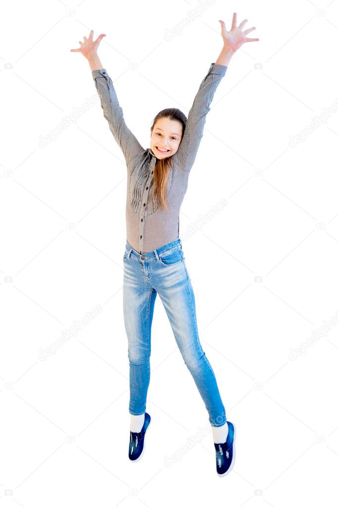 Happy girl jumping