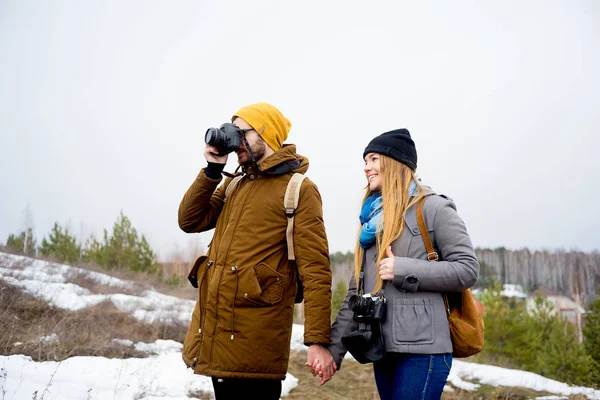 Fotografen im Wald — Stockfoto