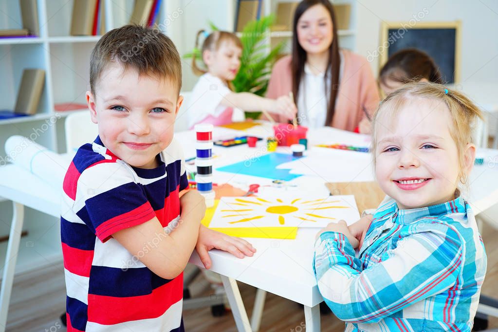 Art lesson in kindergarten