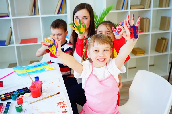 Art lesson in kindergarten — Stock Photo, Image