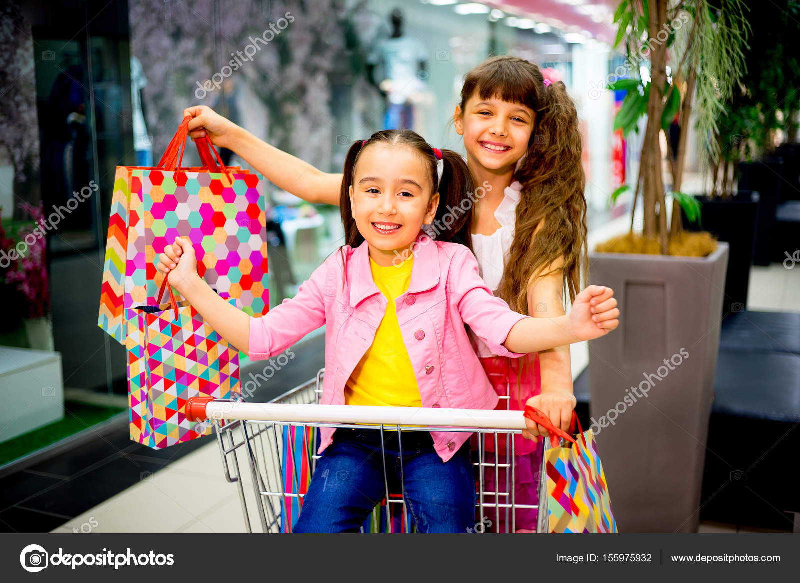 kids in shopping cart