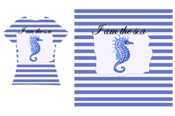 Aquarel tekening van een seahorse — Stockfoto