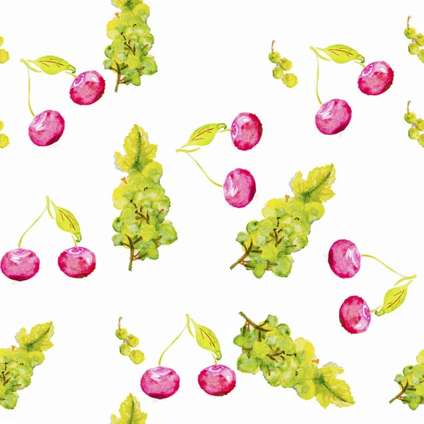 Cseresznye akvarell illusztrációja — Stock Fotó