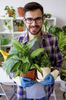 Erkek çiçekçi çalışma