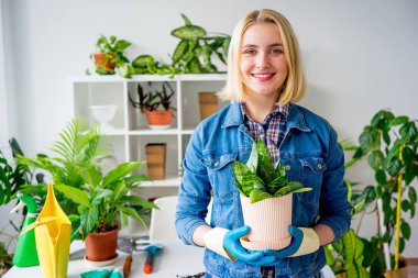 Çalışan kadın çiçekçi