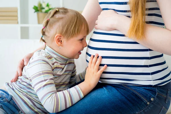 Girl expecting a sister — Stock Photo, Image