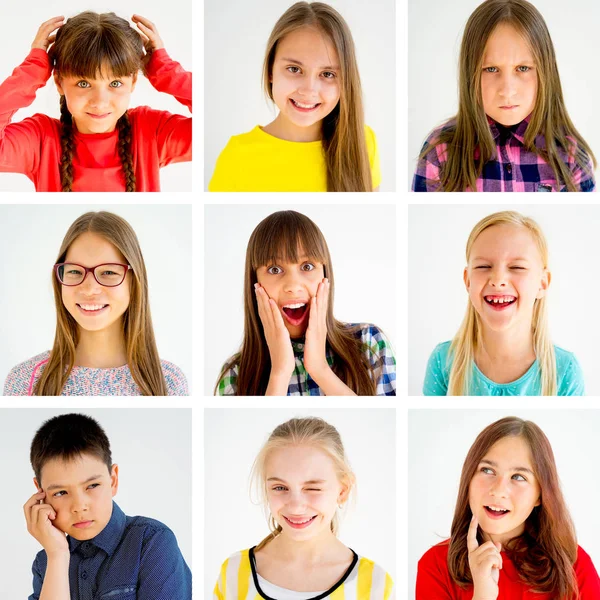 Niños emociones collage —  Fotos de Stock