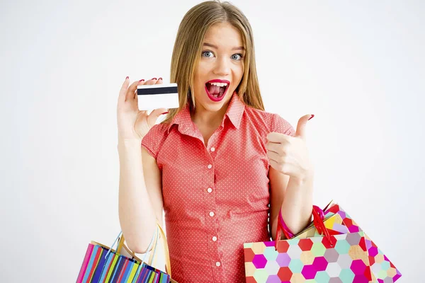 Pretty girl with shopping bags — Stock Photo, Image