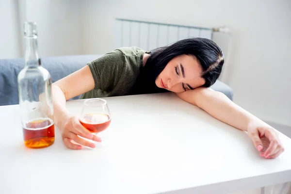 stock image Alcohol addicted woman