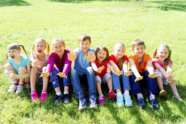 Kids outside in park Stock Image