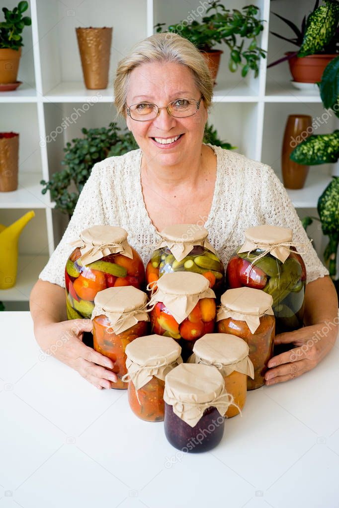 Senior lady with pickled food