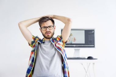 Retoucher editing photos