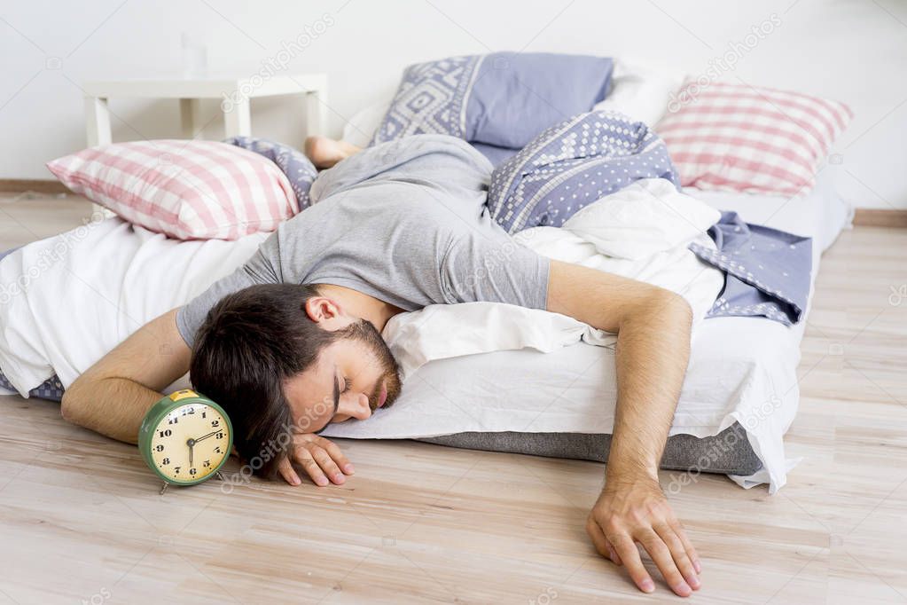 Man is overslept — Stock Photo © Lenanichizhenova #166890606