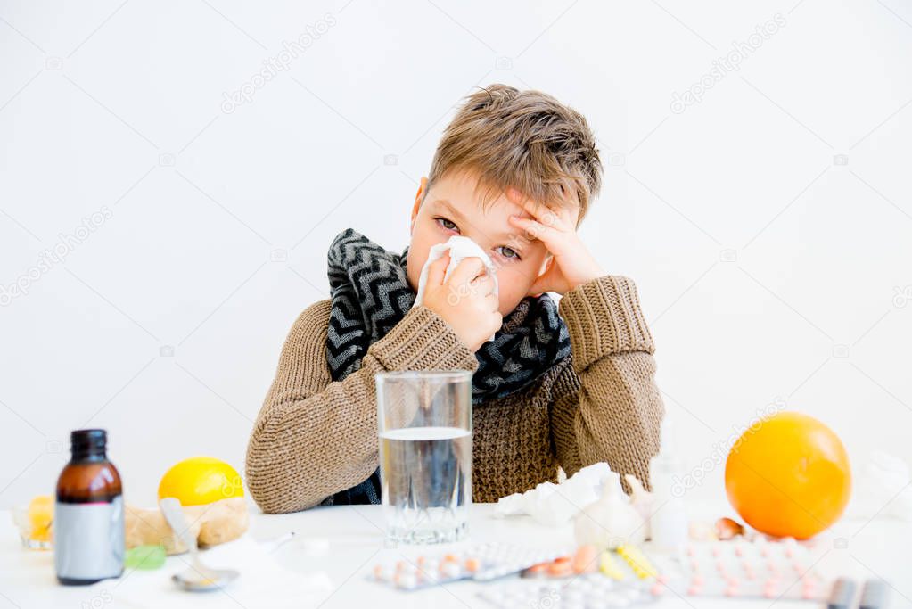 Boy having flu