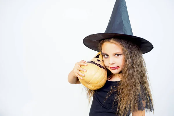 Girl in witch costume — Stock Photo, Image