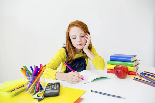 Chica está estudiando — Foto de Stock