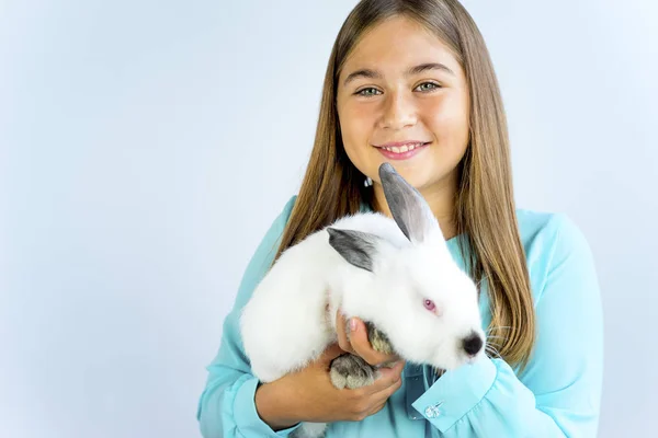Girl with easter bunny — Stock Photo, Image