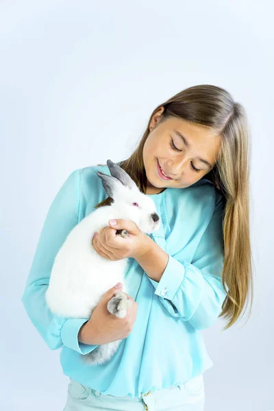 Girl with easter bunny — Stock Photo, Image