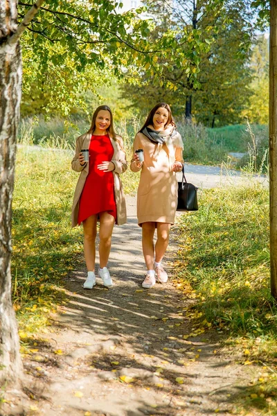 Mulheres grávidas andando em um parque — Fotografia de Stock