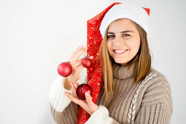 Chica con gorra de Navidad —  Fotos de Stock