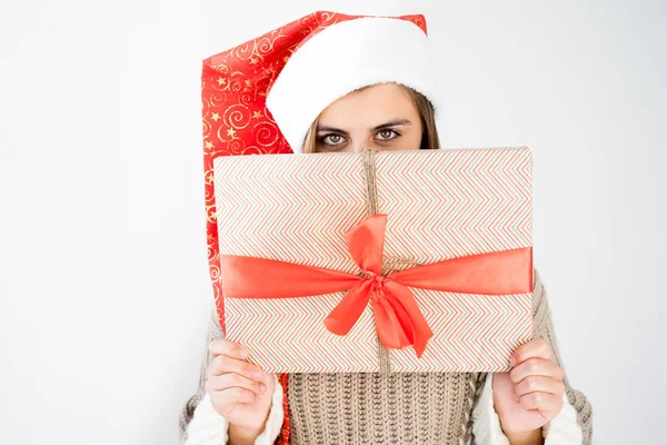 Chica con gorra de Navidad —  Fotos de Stock