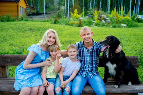 Family picnic with a dog
