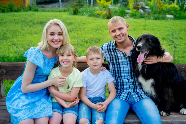 Family picnic with a dog