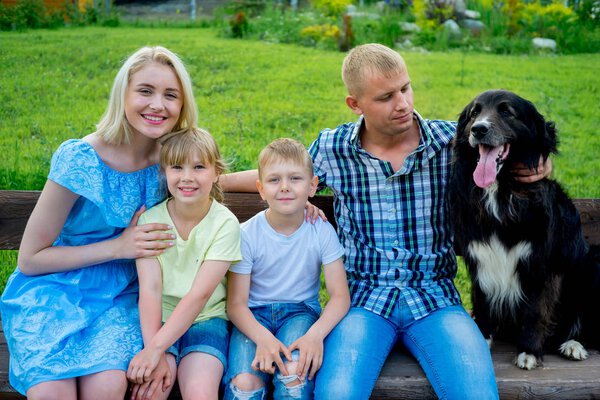 Family picnic with a dog