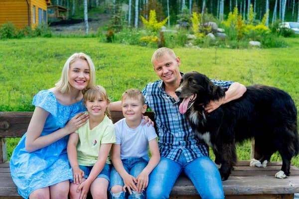 Family picnic with a dog