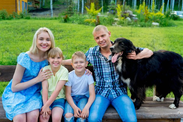 Family picnic with a dog