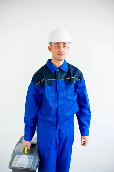 Manliga arbetstagare i hardhat — Stockfoto