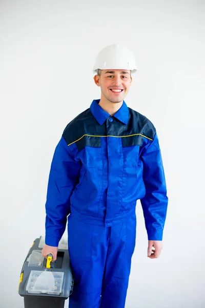 Manliga arbetstagare i hardhat — Stockfoto