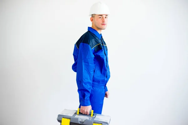 Manliga arbetstagare i hardhat — Stockfoto