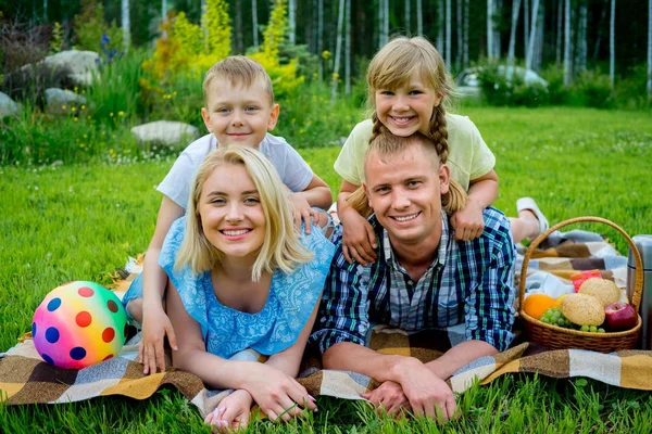 Family picnic with a dog