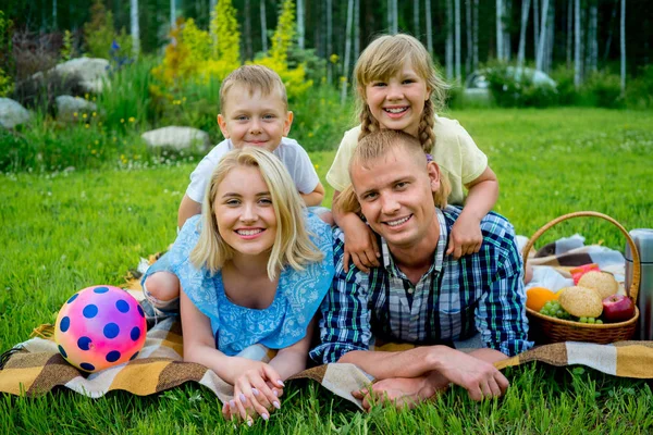 Family picnic with a dog