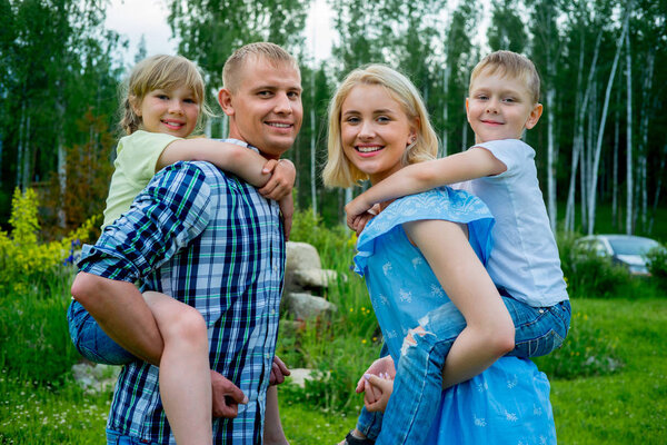 Family picnic with a dog
