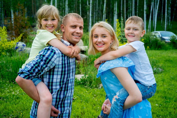 Family picnic with a dog
