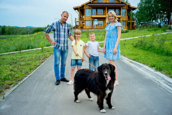Family picnic with a dog