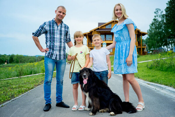 Family picnic with a dog