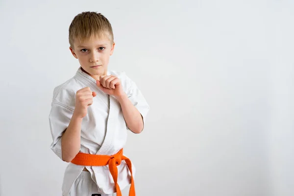 Karate ragazzo formazione — Foto Stock