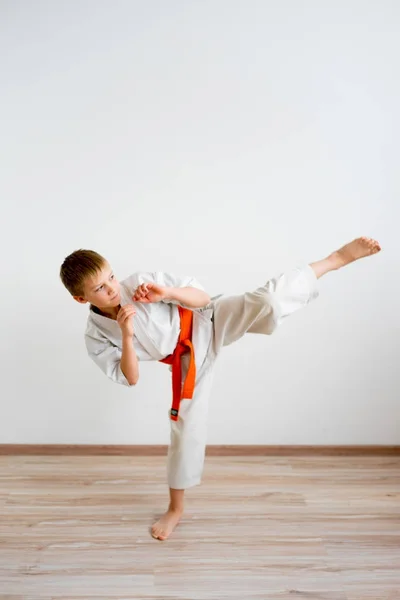 Karate ragazzo formazione — Foto Stock