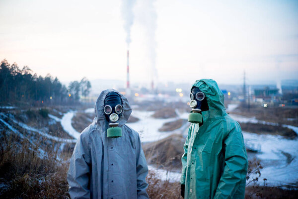 People in gas masks